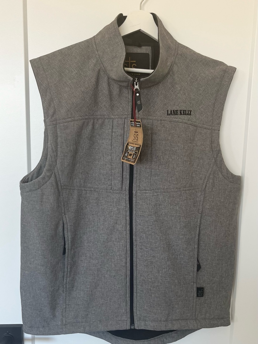 StS Ranchwear Western Vest Mens L Fleece Weston Zip Heather Gray State Qualifier